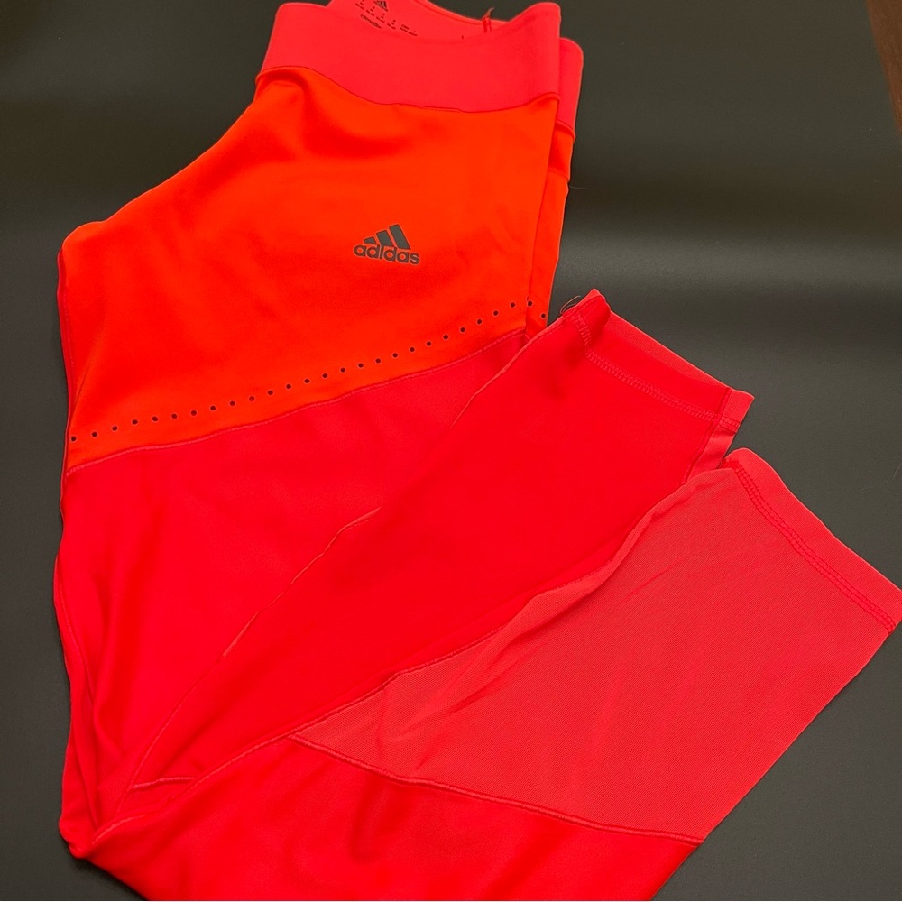 Adidas Climalite Bright Shades Of Orange Athletic Leggings